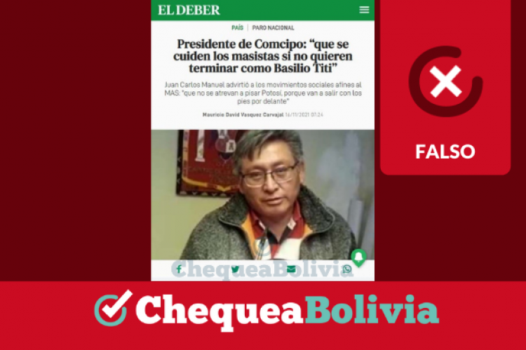 La captura de la publicación que circula en redes.