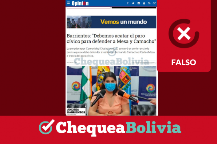 La captura de la publicación que circula en Facebook. 