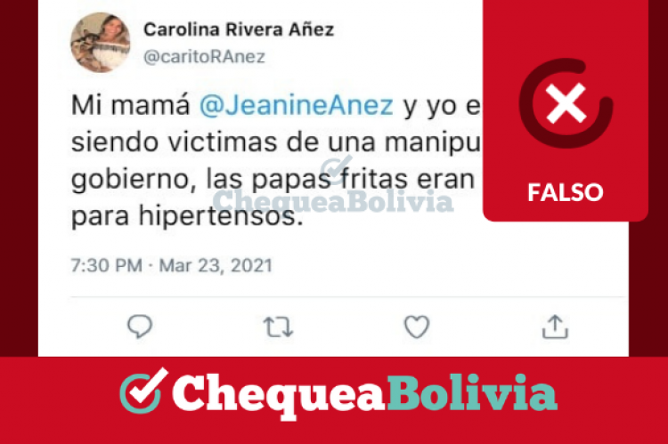 Tuit falso de Carolina Ribera