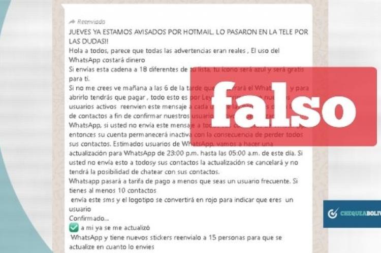 Captura del mensaje de texto que se reenvía por WhatsApp. 