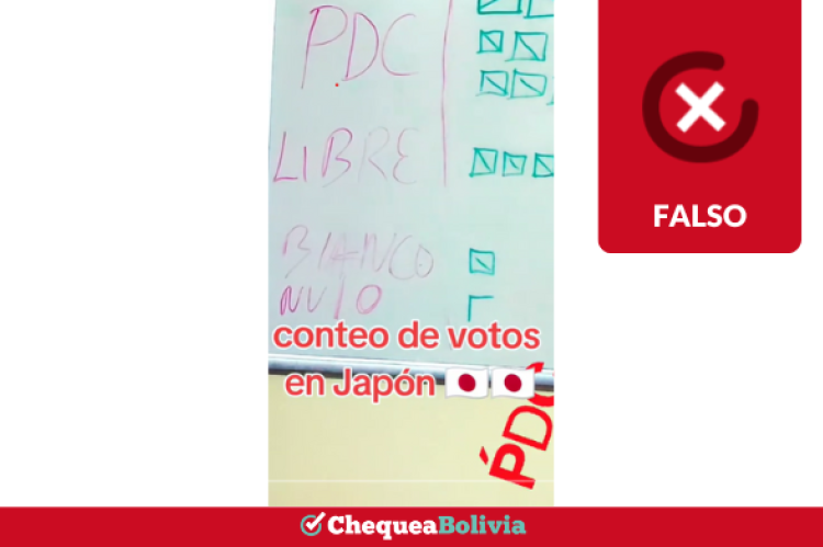 Captura del contenido que desinforma sobre los votos en Japón.