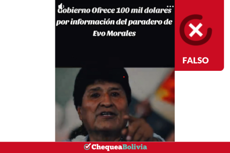 Captura de la información falsa sobre una recompensa por la captura de Evo Morales.