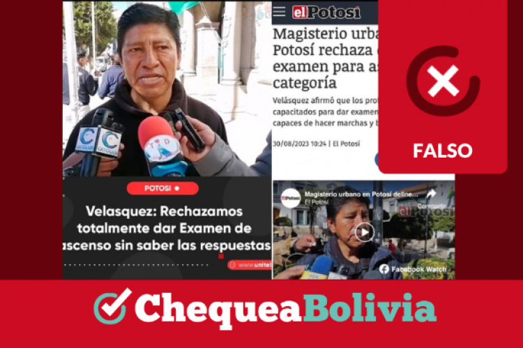 Captura de las publicaciones falsas sobre el dirigente de los maestros urbanos de Potosí.