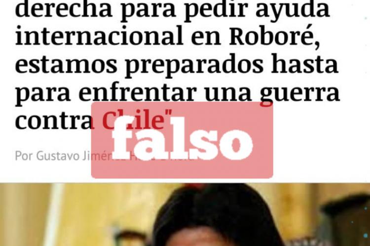 La captura de una noticia falsa que circula en redes sociales. 