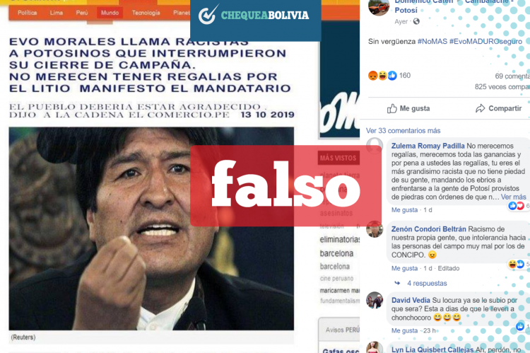 Publicación en Facebook