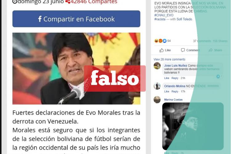 Las presuntas declaraciones del presidente del Estado, Evo Morales. 