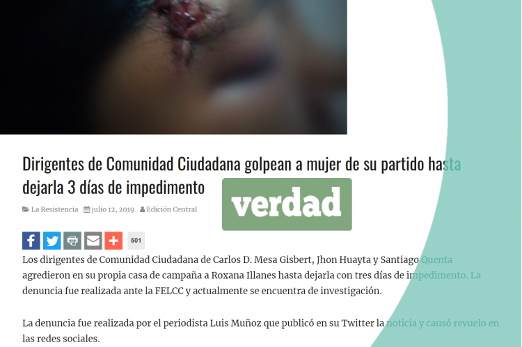 La noticia que se construyó sobre el caso de violencia en Comunidad Ciudadana.