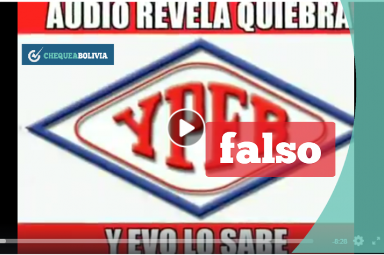 La captura del video en el que se titula que YPFB está en quiebra. 