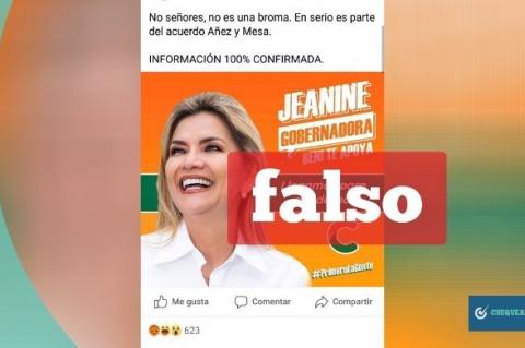 Captura de la publicación que informa falsamente una candidatura de Áñez con CC. 