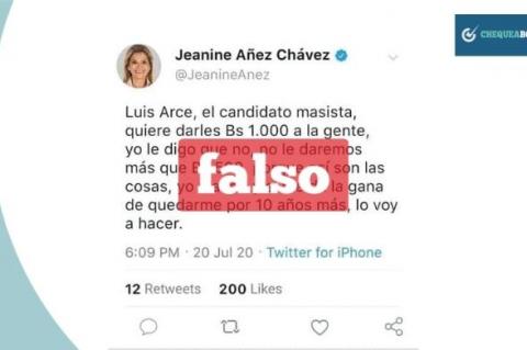 Captura del tuit falso que circula en redes sociales. 