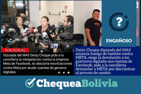 Captura de las publicaciones que desinforman sobre las declaraciones de la diputada del MAS, Deisy Choque. 