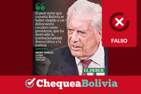 Imagen con una cita falsa de Mario Vargas LLosa atribuida a Unitel.