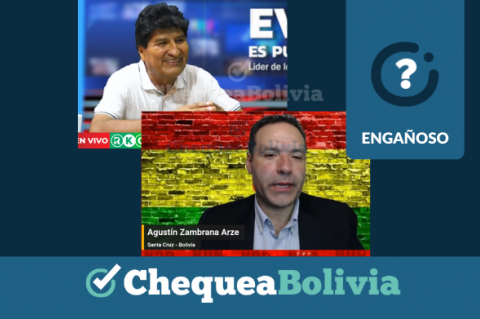 Capturas de los videos en los que aparecen Evo Morales y Agustín Zambrana difundiendo desinformación.