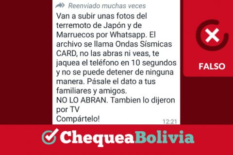 Una captura de la información falsa que circula en WhatsApp. 