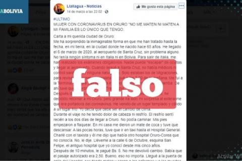 Una captura de la información que circula en las redes sociales. 