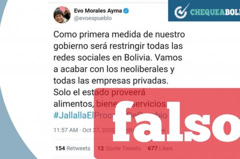 La captura de la publicación que circula en redes sociales. 