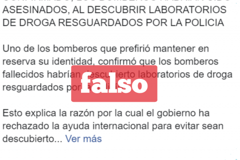 Una captura de la información falsa que circula en Facebook. 