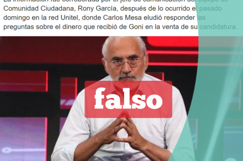 Una captura de la noticia falsa que circula en Facebook. 