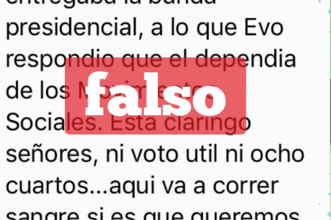 Una captura de la información falsa que circula en WhatsApp. 