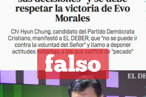 La captura de la noticia falsa que utiliza la marca de El Deber. 