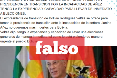 Una captura de la información falsa que circula en Facebook. 