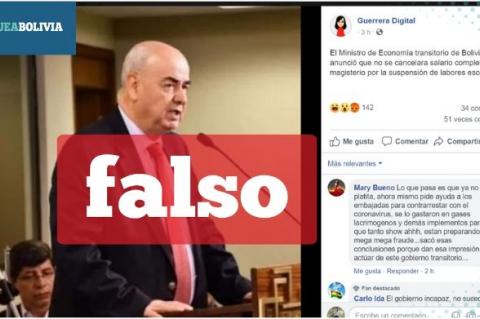 Una captura de la información falsa que circula en redes sociales. 