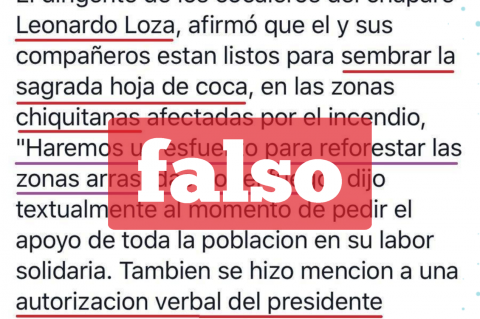 Una captura de la información falsa que circula en Facebook. 