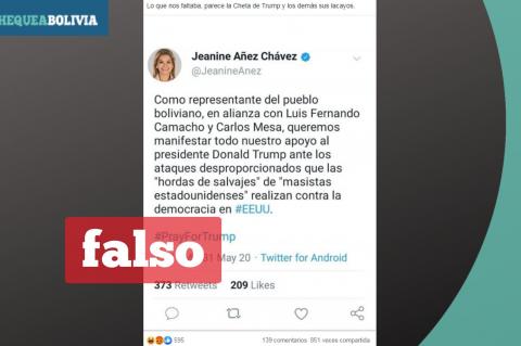 La captura del tuit que circula en redes sociales.