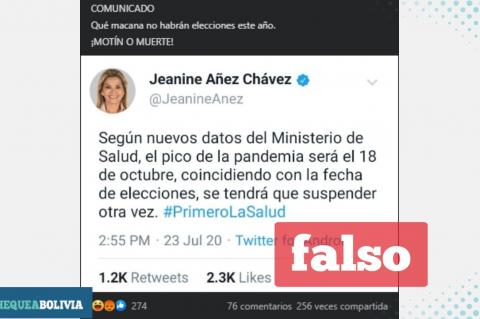 La captura del tuit que circula en Facebook.