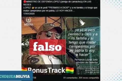 La captura de la publicación que circula en Facebook. 