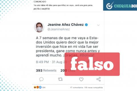 La captura del tuit que circula en Facebook. 