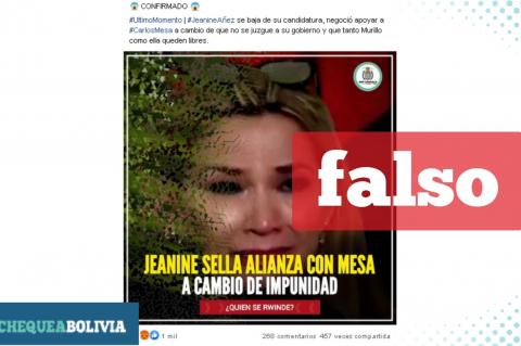 La captura de la publicación que circula en Facebook. 