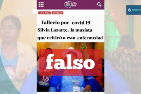 Captura de  noticia falsa que circula en Facebook sobre el fallecimiento de Silvia Lazarte.