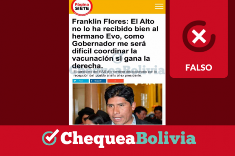 Imagen con información falsa de Franklin Flores atribuida Página Siete que se comparte en Facebook. 