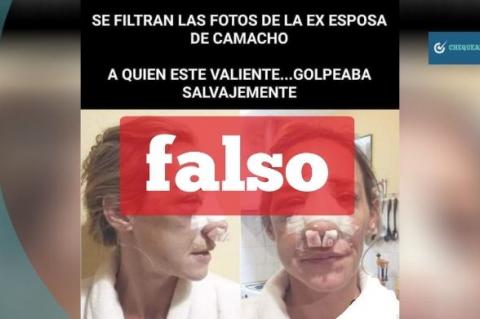 Captura de la publicación que difunde fotografías falsas sobre exposa  de Camacho. 