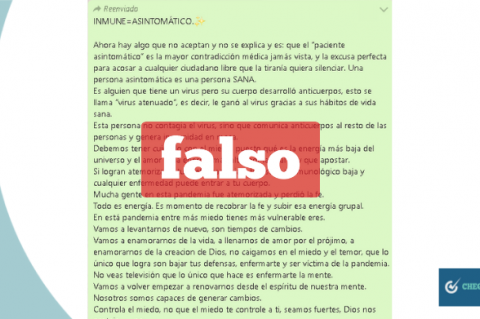 Captura de la cadena de WhatsApp que circula en Bolivia. 