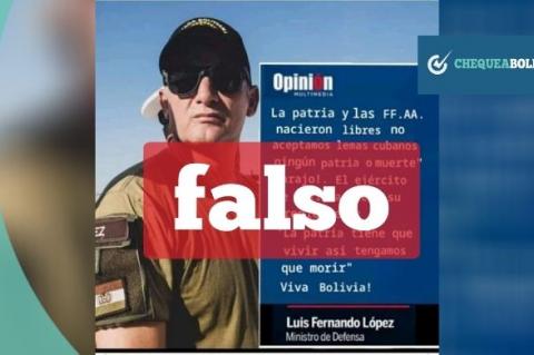 Captura de pantalla de la cita falsa del exministro López atribuida a Opinión.