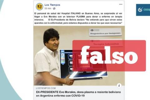 Noticia falsa que circula en redes sociales y se hace pasar por una publicación de Los Tiempos.  