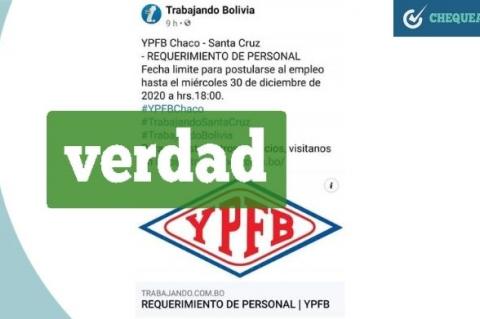 Captura del requerimiento de YPFB