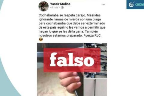 Presunta publicación de Yassir Molina