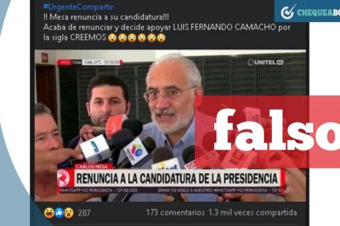 La captura de la publicación que circula en Facebook. 