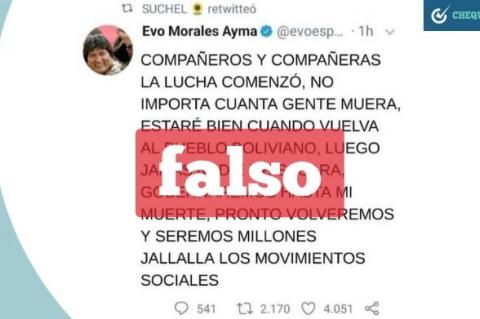 Presunto tuit de Evo Morales