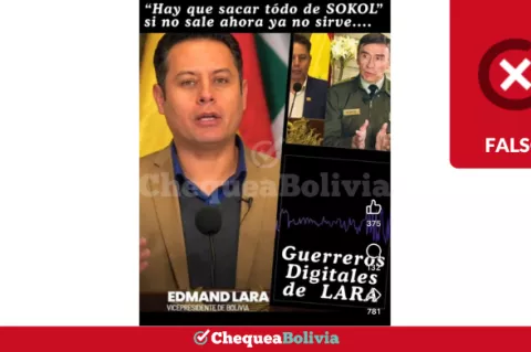 Captura de la publicación que difunde el audio falso atribuido a Lara.