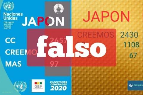 Captura de las imágenes que se comparten y difunden información falsa sobre los comicios en Japón. 