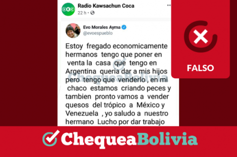 La captura de la publicación que circula en Facebook. 