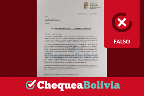 La captura de la carta falsa que circula en redes sociales.