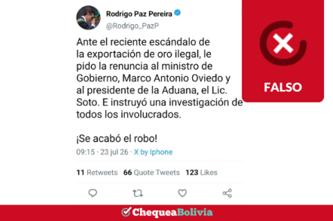 Una captura de la información falsa que circula en las redes sociales. 