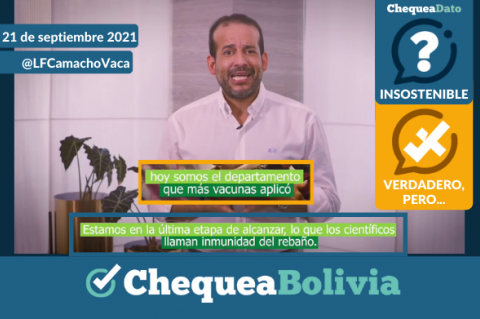 Captura del video de Luis F. Camacho, quien emitió desinformación sobre el estado de vacunación en Santa Cruz.