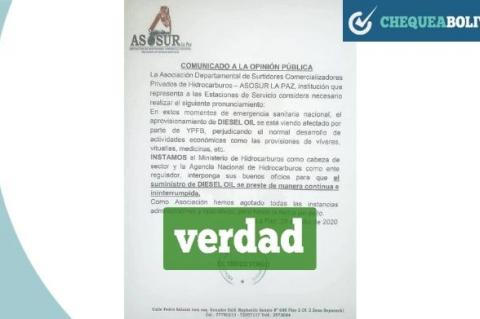 La carta de Asosur La Paz que se hizo viral en Facebook.