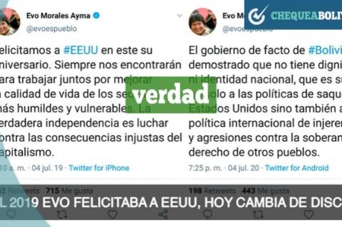 La imagen que contiene los presuntos tuits del expresidente Evo Morales.